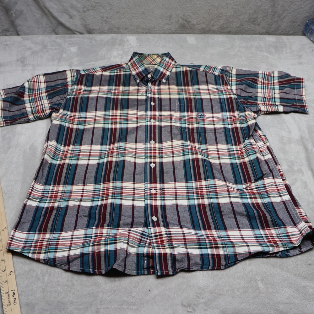 Cinch Shirt Men Medium Red Plaid Western Cowboy Short Sleeve Classic Button Down